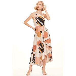 Anthropologie Jennie Dress Terracotta Dot Eva Franco sz 8 boho lined ruffle